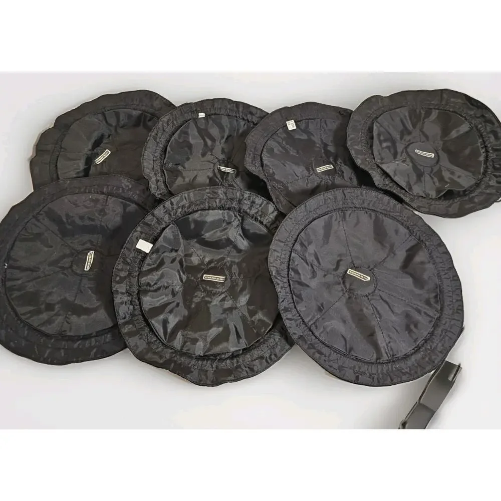 8 Pcs Velvet Jewelry Drawstring Pouch Bag Med Black Satin Lined EUC Travel 8.5